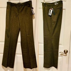 Larry Levine Fit & Flare Slim Cut Pants Business Office Stretch Brown Size 8 NWT